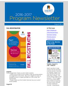 AugustFALL REGISTRATION In This Issue Early Childhood