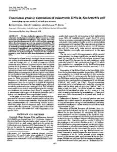 Proc. Natl. Acad. Sci. USA Vol. 73, No. 5, pp, May 1976 Biochemistry  Functional genetic expression of eukaryotic DNA in Escherichia coli