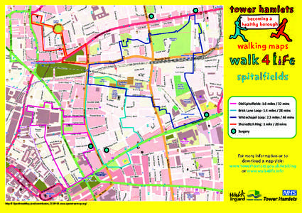 Old Spitalfields: 1.6 miles / 32 mins Brick Lane Loop: 1.4 miles / 28 mins Whitechapel Loop: 2.3 miles / 46 mins Shoreditch Ring: 1 mile / 20 mins Surgery