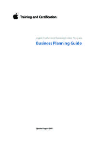 Apple Authorized Training Center Program  Apple Authorized Training Center Program Business Planning Guide