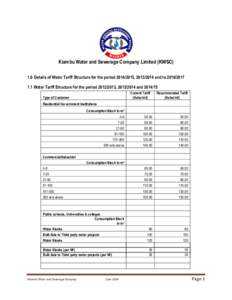 Kiambu Water and Sewerage Company Limited (KWSC) 1.0 Details of Water Tariff Structure for the period, and toWater Tariff Structure for the period, andCurre
