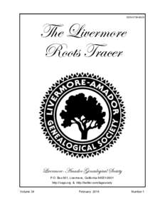 ISSN 0736-802X  The Livermore Roots Tracer  Livermore-Amador Genealogical Society