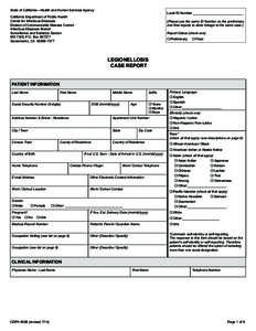 State of California—Health and Human Services Agency  Local ID Number ___________________________ California Department of Public Health Center for Infectious Diseases