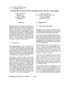 Proceedings ofthe 1998 IEEE International Conference on Robotics & Automation Leuven, Belgium May 1998 Biologically Inspired Robot Grasping Using Genetic Programming Jaime J. Fernandez