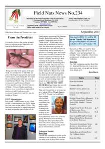 Field Nats News No.234 Newsletter of the Field Naturalists Club of Victoria Inc. Understanding Our Natural World Est. 1880
