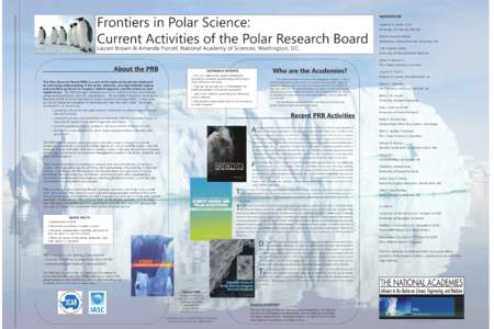 Frontiers in Polar Science: Current Activities of the Polar