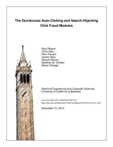 The ZeroAccess Auto-Clicking and Search-Hijacking Click Fraud Modules Paul Pearce Chris Grier Vern Paxson
