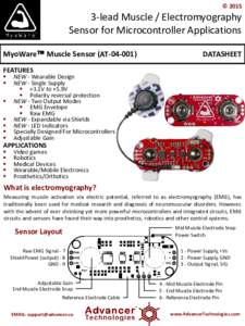 © lead Muscle / Electromyography Sensor for Microcontroller Applications MyoWare™ Muscle Sensor (AT)