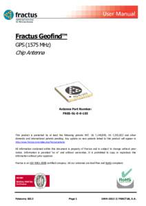 Fractus Geofind™ GPS[removed]MHz) Chip Antenna  Antenna Part Number: