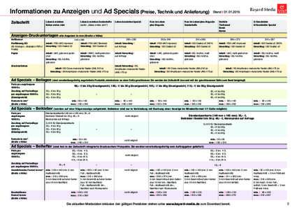 Informationen zu Anzeigen und Ad Specials (Preise, Technik und Anlieferung) Zeitschrift Leben & er­zie­hen Babys erstes Jahr