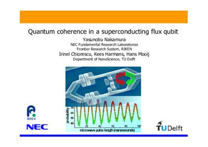 Quantum coherence in a superconducting flux qubit Yasunobu Nakamura NEC Fundamental Research Laboratories Frontier Research System, RIKEN