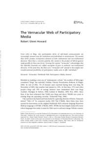 Critical Studies in Media Communication Vol. 25, No. 5, December 2008, pp. 490513 The Vernacular Web of Participatory Media