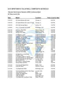 2016 MPSF MEN’S VOLLEYBALL COMPOSITE SCHEDULE *Mountain Pacific Sports Federation (MPSF) Conference Match All Times Local to Site Date