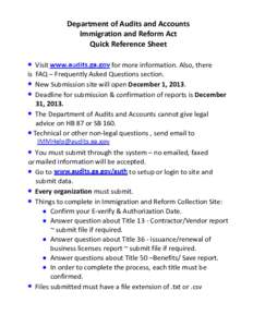 Department of Audits and Accounts Immigration and Reform Act Quick Reference Sheet  Visit  for more information. Also, there