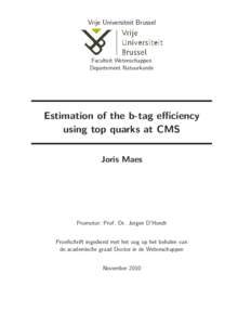 Vrĳe Universiteit Brussel  Faculteit Wetenschappen Departement Natuurkunde  Estimation of the b-tag efficiency