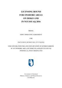 LICENSING ROUND FOR ONSHORE AREAS ON DISKO AND IN NUUSSUAQMODEL