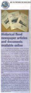 ARE YOU PREPARED FOR WHEN  Historical flood newspaper articles and documents available online