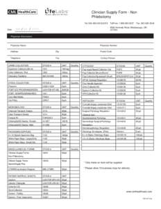 Clinician Supply Form - Non Phlebotomy Tel: 0043x3319 Date  MM