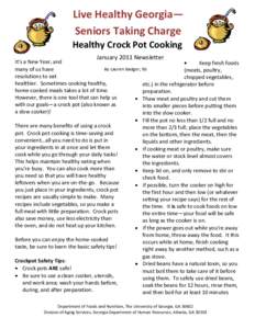 Live Healthy Georgia— Seniors Taking Charge Healthy Crock Pot Cooking January 2011 Newsletter  It’s a New Year, and