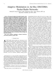 714  IEEE TRANSACTIONS ON COMMUNICATIONS, VOL. 54, NO. 4, APRIL 2006 Adaptive Modulation in Ad Hoc DS/CDMA Packet Radio Networks