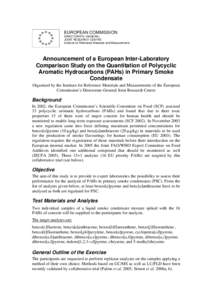 EUROPEAN COMMISSION DIRECTORATE–GENERAL JOINT RESEARCH CENTRE Institute for Reference Materials and Measurements  Announcement of a European Inter-Laboratory
