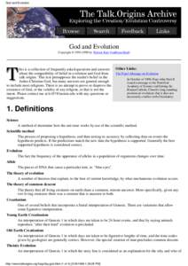 God and Evolution  God and Evolution Copyright © [removed]by Warren Kurt VonRoeschlaub  his is a collection of frequently asked questions and answers