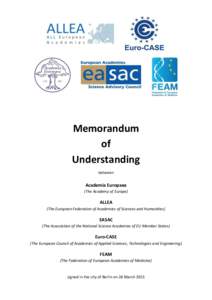 Memorandum of Understanding between  Academia Europaea