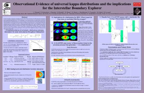 Observational Evidence of universal kappa distributions and the implications for the Interstellar Boundary Explorer C. Prested1, N. Schwadron1, J. Passuite1,2, B. Randol1,2, B. Stuart1,3, G. Siscoe1, J. Herrikhuisen4, N.