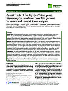 Genetic basis of the highly efficient yeast Kluyveromyces marxianus: complete genome sequence and transcriptome analyses