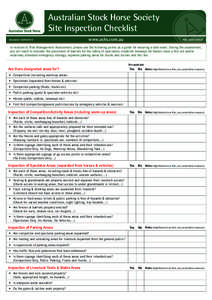 Australian Stock Horse Society Site Inspection Checklist Amended: [removed]www.ashs.com.au