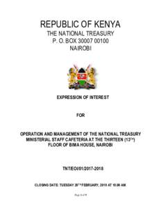 REPUBLIC OF KENYA THE NATIONAL TREASURY P. O. BOXNAIROBI  EXPRESSION OF INTEREST