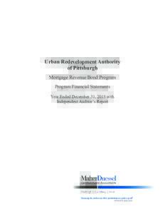 Urban Redevelopment Authority of Pittsburgh Mortgage Revenue Bond Program Program Financial Statements Year Ended December 31, 2015 with Independent Auditor’s Report