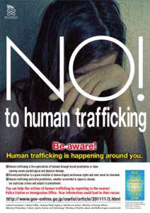 NO! Symbol for Elimination of Violence against Women to human trafficking Be aware!