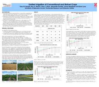Limited Irrigation of Conventional and Biofuel Crops Gary W. Hergert, Rex A. Nielsen, Gary L. Stone, Alexander Pavlista, James Margheim and Drew Lyon University of Nebraska-Lincoln, Panhandle Research and Extension Cente