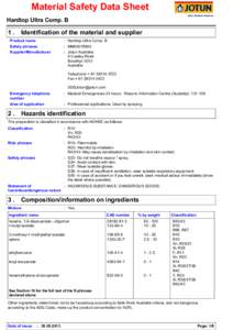 Material Safety Data Sheet Hardtop Ultra Comp. B 1.  Identification of the material and supplier
