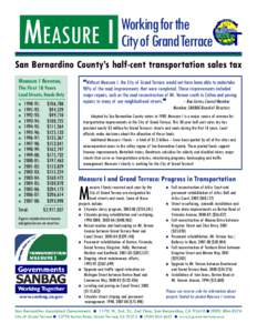 MEASURE I  Working for the City of Grand Terrace  San Bernardino County’s half-cent transportation sales tax