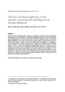 Psychological Test and Assessment Modeling, Volume 52, [removed]), [removed]The fear of being laughed at, social