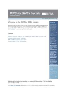 IFRS for SMEs Update From the IFRS Foundation Issue[removed], September[removed]Welcome to the IFRS for SMEs Update