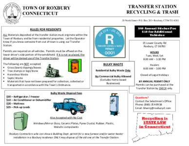 TRANSFER STATION RECYCLING & TRASH TOWN OF ROXBURY CONNECTICUT