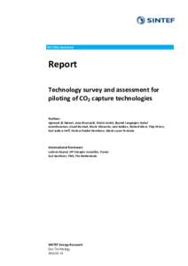 TR F7294- Restricted  Report Technology survey and assessment for piloting of CO2 capture technologies Authors