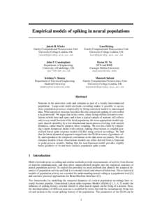 Empirical models of spiking in neural populations  ¨ Lars Busing Gatsby Computational Neuroscience Unit University College London, UK
