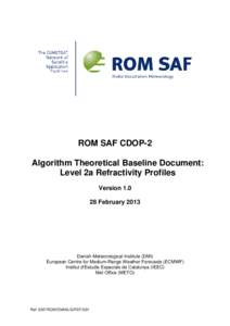 ROM SAF CDOP-2 Algorithm Theoretical Baseline Document: Level 2a Refractivity Profiles VersionFebruary 2013