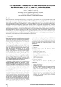 THERMOMETRIC TITRIMETRIC DETERMINATION OF REACTIVITY WITH ACIDS AND BASES BY SMELTER GRADE ALUMINA