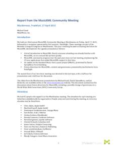 Report from the 2014 MusicXML Community Meeting
