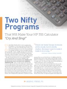 Two Nifty Programs shutterstock.com ©marekuliasz  That Will Make Your HP 35S Calculator
