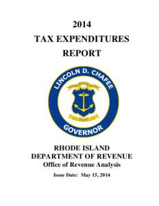 2014 TAX EXPENDITURES REPORT RHODE ISLAND DEPARTMENT OF REVENUE