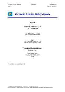 TCDS No.: TCDS IM.A.020 Issue: 12 Learjet 45  Page 1 of 35