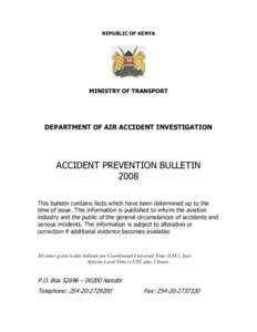 REPUBLIC OF KENYA  MINISTRY OF TRANSPORT DEPARTMENT OF AIR ACCIDENT INVESTIGATION