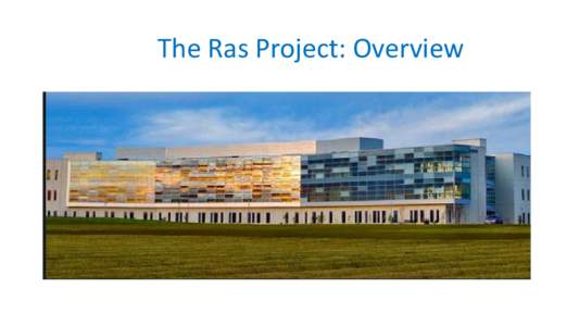The Ras Project: Overview  The clinical need • High incidence of RAS mutations in cancer • No drugs that target RAS proteins directly or indirectly • No therapies effective for RAS-driven cancers