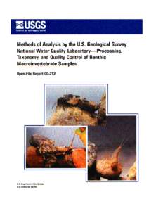 METHODS OF ANALYSIS BY THE U.S. GEOLOGICAL SURVEY NATIONAL WATER QUALITY LABORATORY — PROCESSING, TAXONOMY, AND QUALITY CONTROL OF BENTHIC MACROINVERTEBRATE SAMPLES By Stephen R. Moulton II, James L. Carter, Scott A.